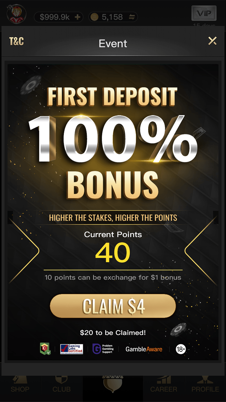 Claim your poker bonus in the NUTS POKER app